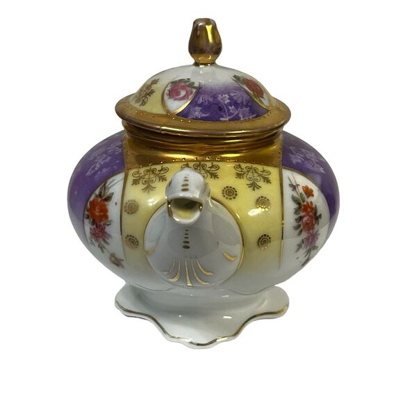 Vintage Victoria Austria Teapot & Sugar Dragon Serpent Floral Pattern Gold Trim - Picture 6 of 16